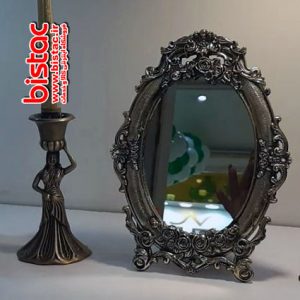 Small bronze mirror with rose design-bistac-ir03