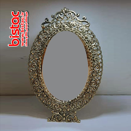Small oval lattice mirror - bronze-bistac-ir01