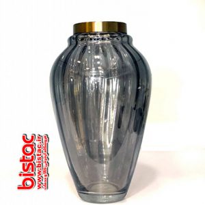 Spindle crystal vase with metal rim-bistac-ir00